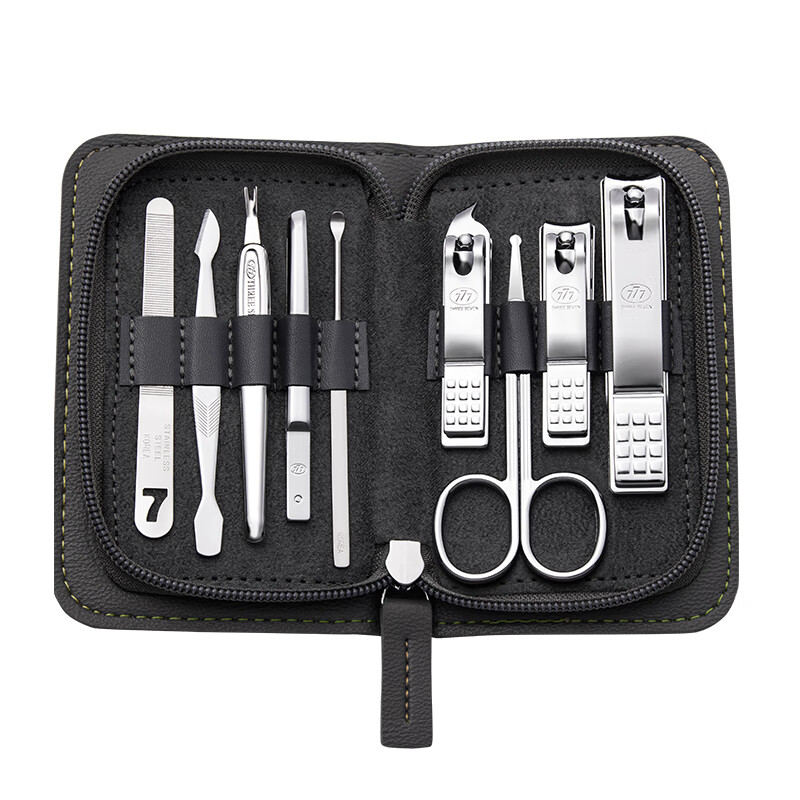 777指甲刀套装三七进口指甲剪工具全套 甲沟炎指甲钳挖耳勺-8001NA灰