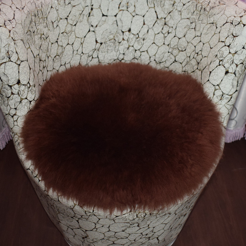 美帮汇羊毛地毯客厅卧室羊毛沙发垫床边圆形毯衣帽间地垫椅垫坐垫定做 咖啡色 拼皮圆60*60cm