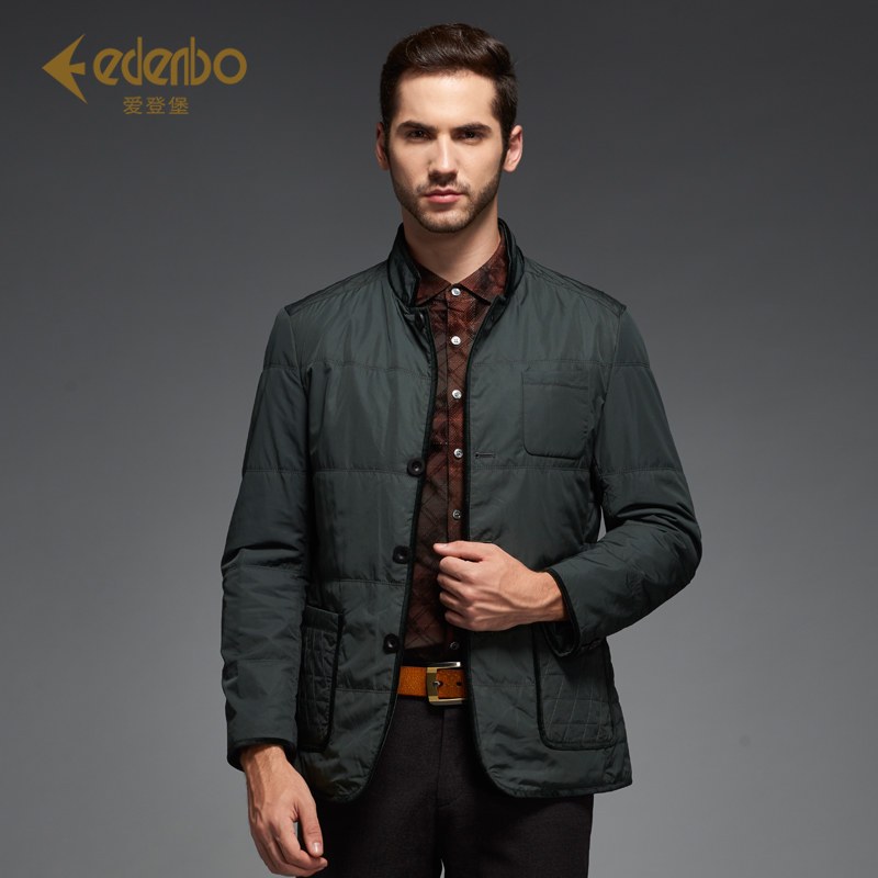 edenbo爱登堡男士派克男装男中长款立领休闲夹克纯色外套正品