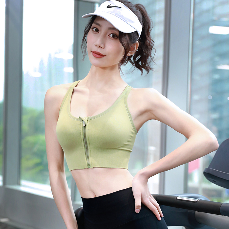 运动内衣女防震跑步防下垂聚拢定型背心拉链美背文胸瑜伽健身上衣