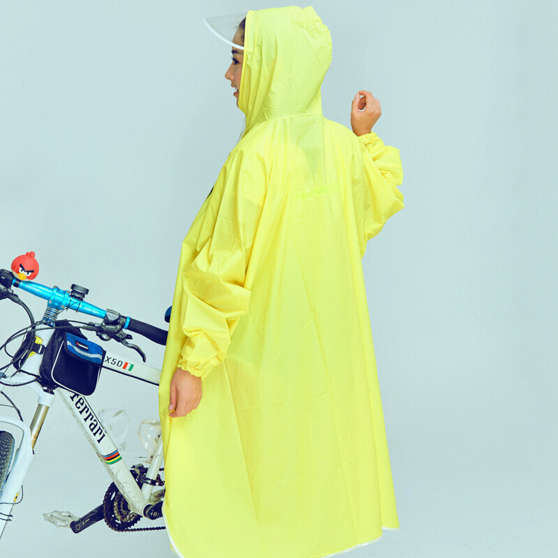 自行车一体带袖雨衣山地车透明帽檐加大单人骑行可背包雨披加洛斯绿大号(XXXL)
