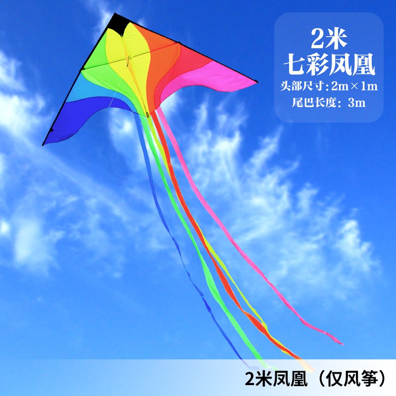 潍坊风筝风筝儿童成人七彩凤凰大小彩虹风筝新款微风易飞风筝创意 三维工匠 2.5米凤凰+26双把白轮700米线_419