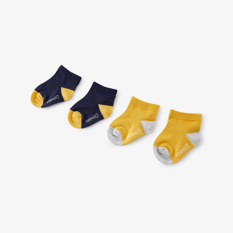 英氏儿童袜子男女宝宝可爱针织四季休闲袜子2双装2021春夏新款