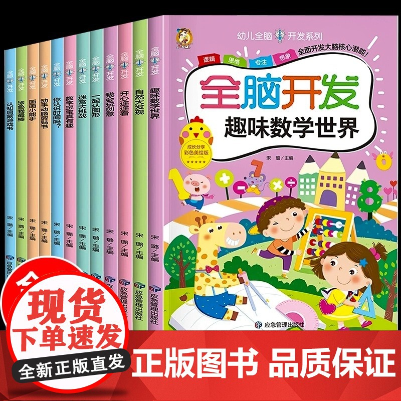 儿童全脑开发思维训练2-3-4-5-6岁幼儿启蒙早教书幼小衔接数学启蒙逻辑思维训练书宝宝绘本幼儿园益智游戏书籍连线迷宫专高清大图