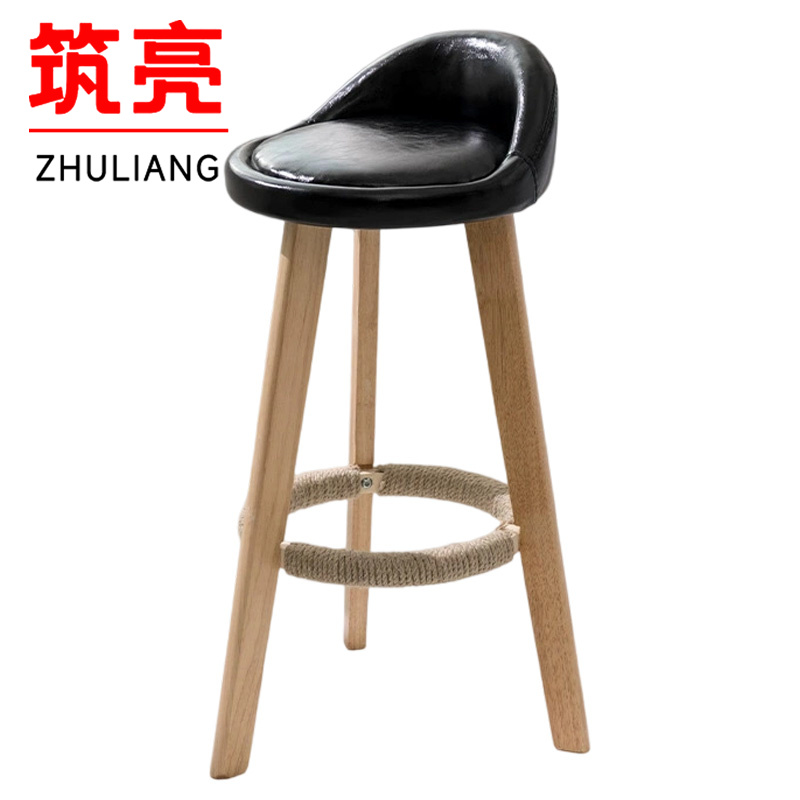 筑亮 实木高脚凳高清大图