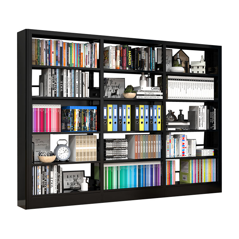 锦北 书架学校图书馆阅览室书籍架落地资料档案架黑色白色 单面一列三