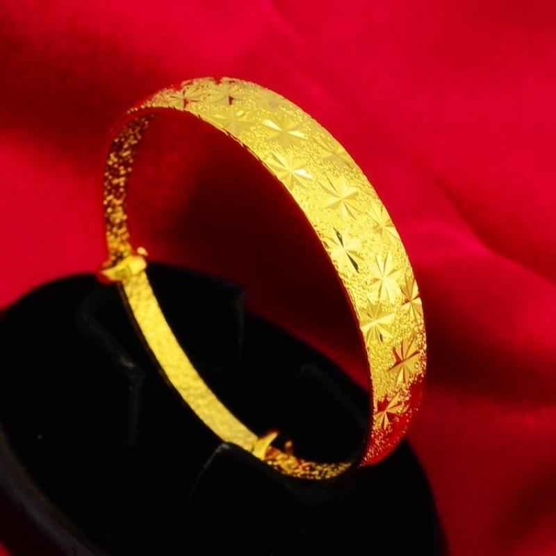 镀9999金手镯女仿真24k千足金手环手链女可节沙金首饰送戒指