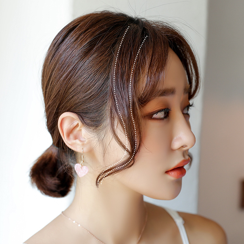 中分龙须刘海假发八字两侧真发修脸空气感轻薄接发片