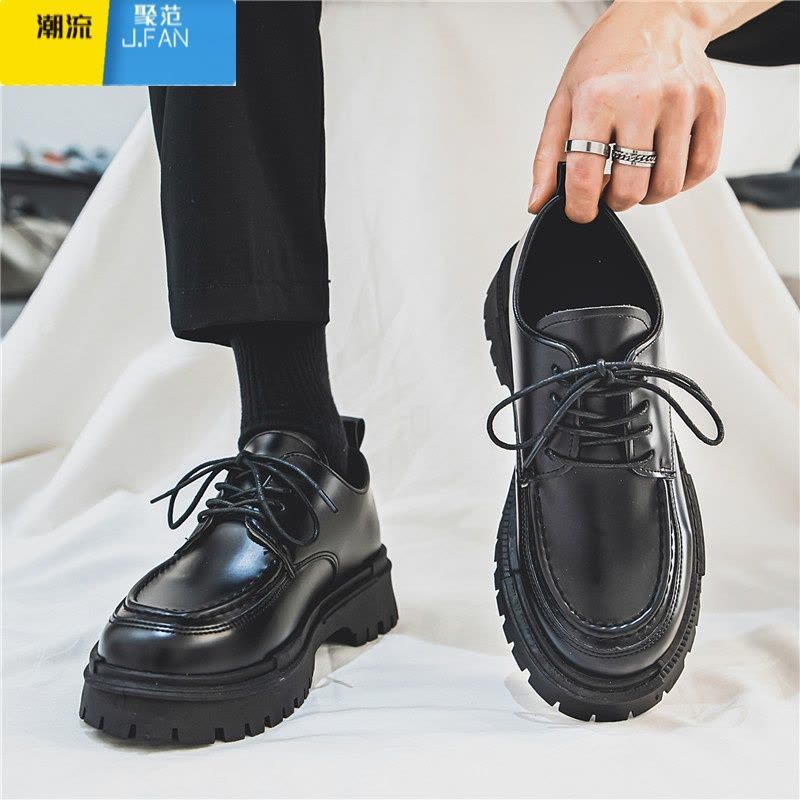 聚范春季新款皮鞋男休闲正装商务黑色男鞋英伦大头百搭透气温州小皮鞋图片