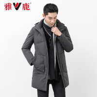yaloo/雅鹿羽绒服男 中长款2018冬季韩版加厚修身鸭绒连帽外套潮百搭
