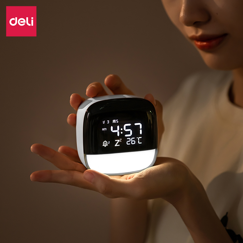 得力8852萌宠电子钟1200mah锂电池白色只视频