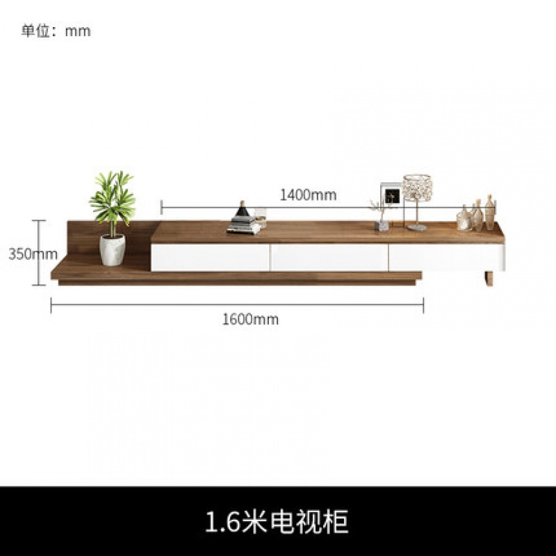 汐岩北欧现代简约茶几电视柜组合伸缩客厅背景墙壁柜中小户型地柜定制高清大图