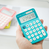 得力可爱小号计算器语音迷你便携糖果色小型计算机随身小学生用个性创意时尚卡通太阳能会计专用女生韩版1209A-LAN