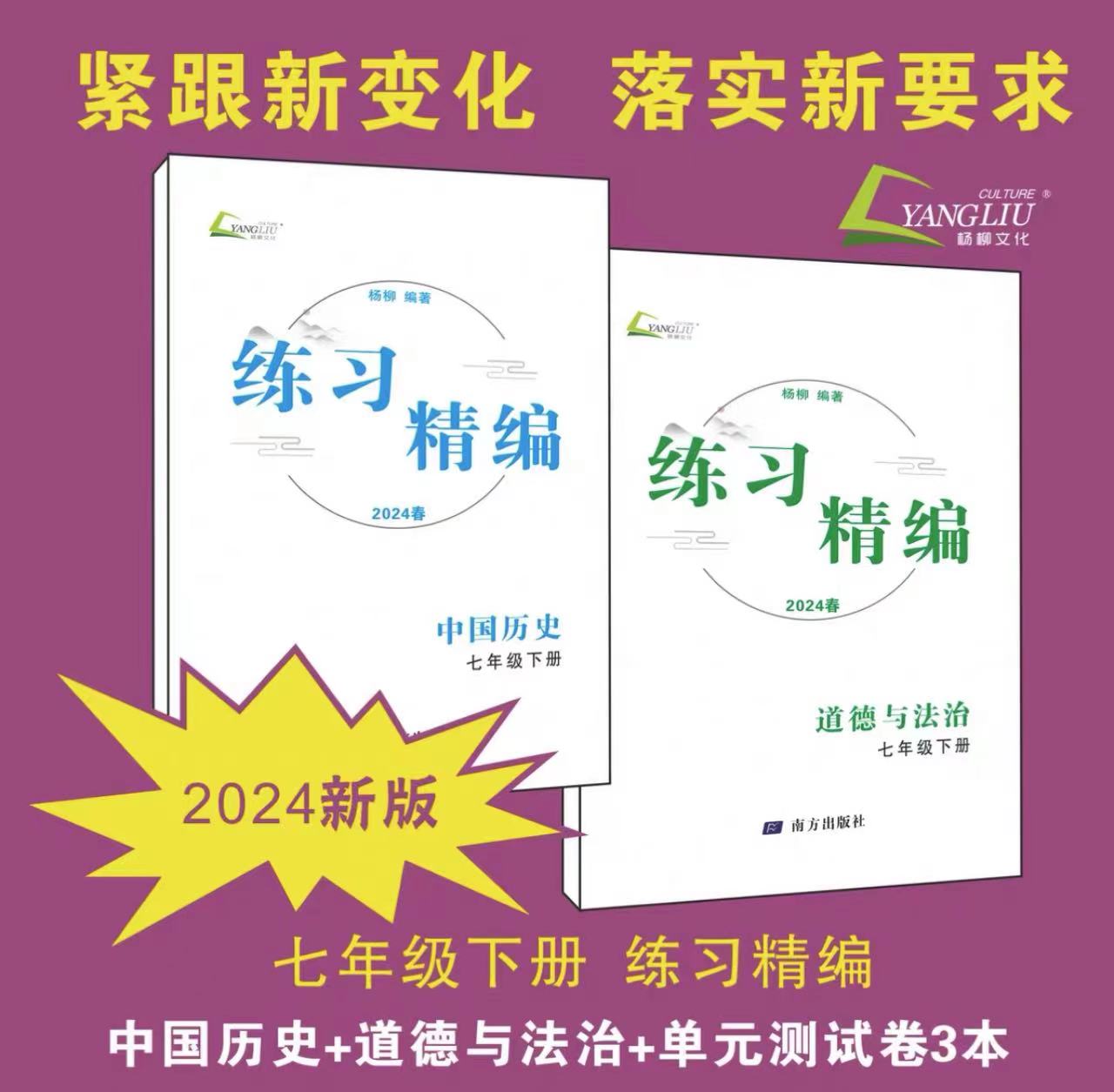 中考套装 历史+道法 赠必背知识检测 九年级/初中三年级 [正版]杨柳练习精编2024练习精编七上七下八上八下中国历史与高清大图
