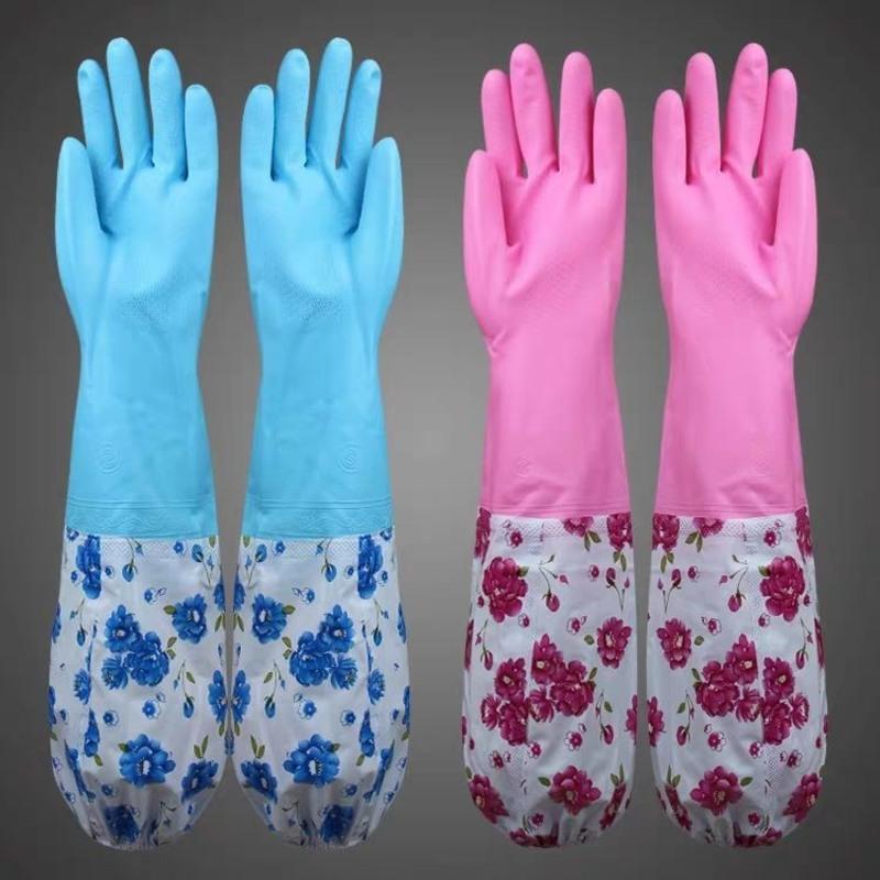 冬季加绒加厚乳胶清洁手套家务耐用厨房洗碗洗衣服橡胶防水皮手套宽口