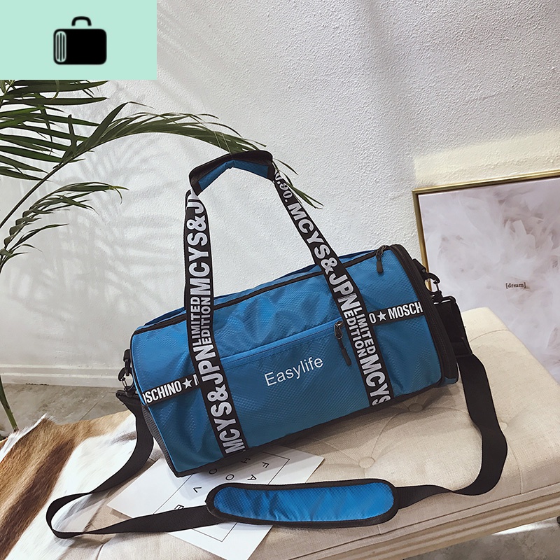 运动包男斜挎手提背包大容量行李袋干湿分离健身包女单肩训练包潮NEWLAKE 湖蓝色小