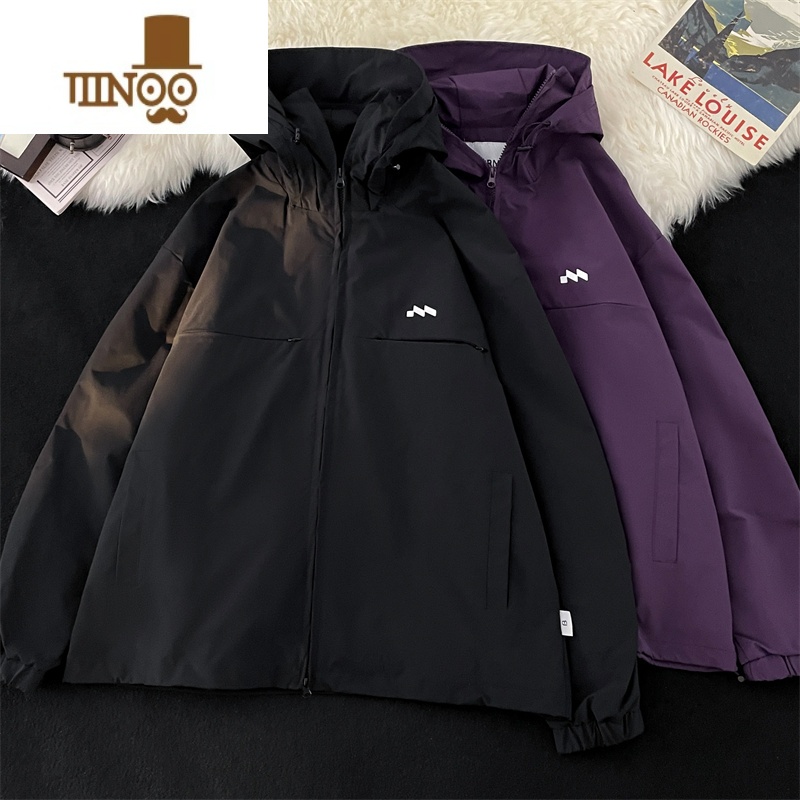 YANXU机能风防水冲锋衣男款外套户外潮牌痞帅宽松情侣山系连帽风衣夹克高清大图