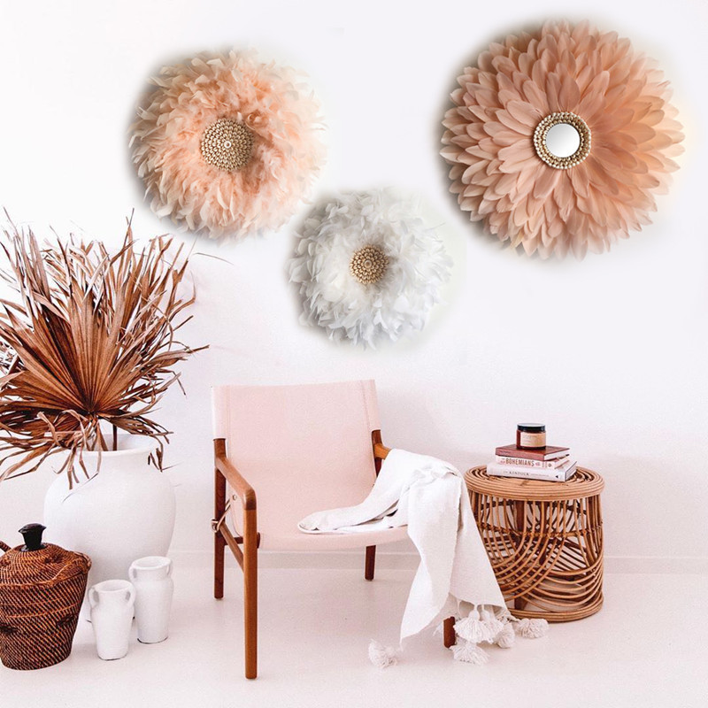 ins北欧风网红房间卧室羽毛墙饰沙发画壁饰