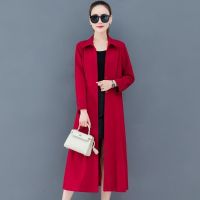 有里布风衣女中长款2020春季新款时尚气质显瘦过膝英伦风长款外套 A红色[有里布] M