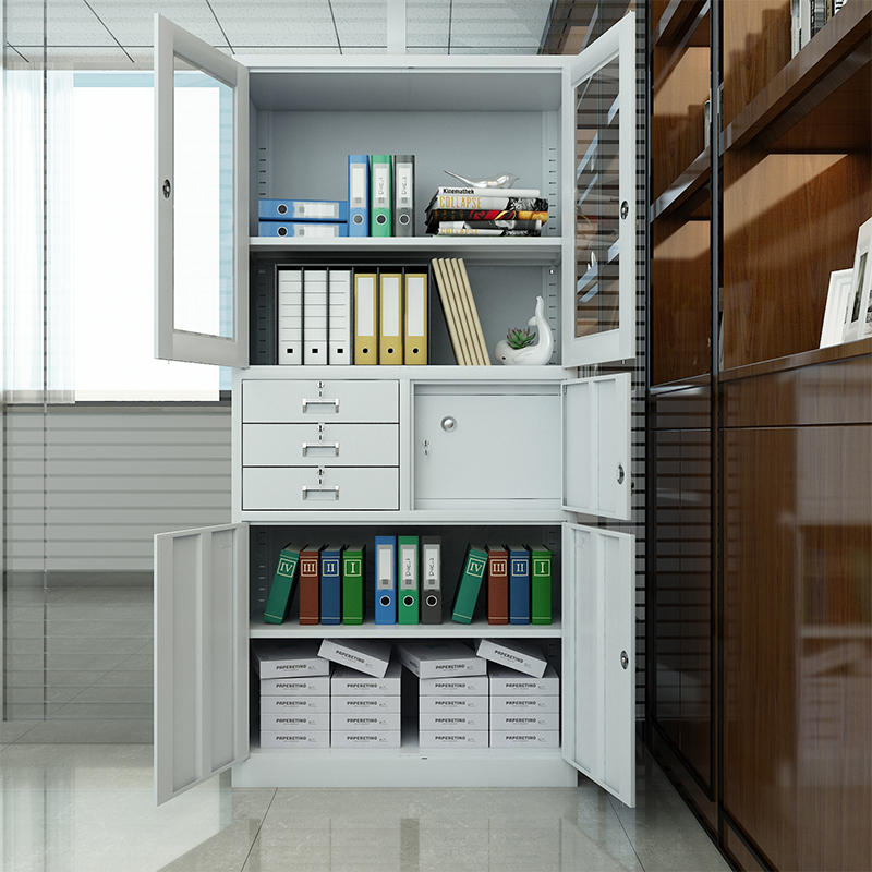 臻远ZY5062294 钢制厚板偏三保文件柜 85*39*180cm(单位:台)灰白色高清大图