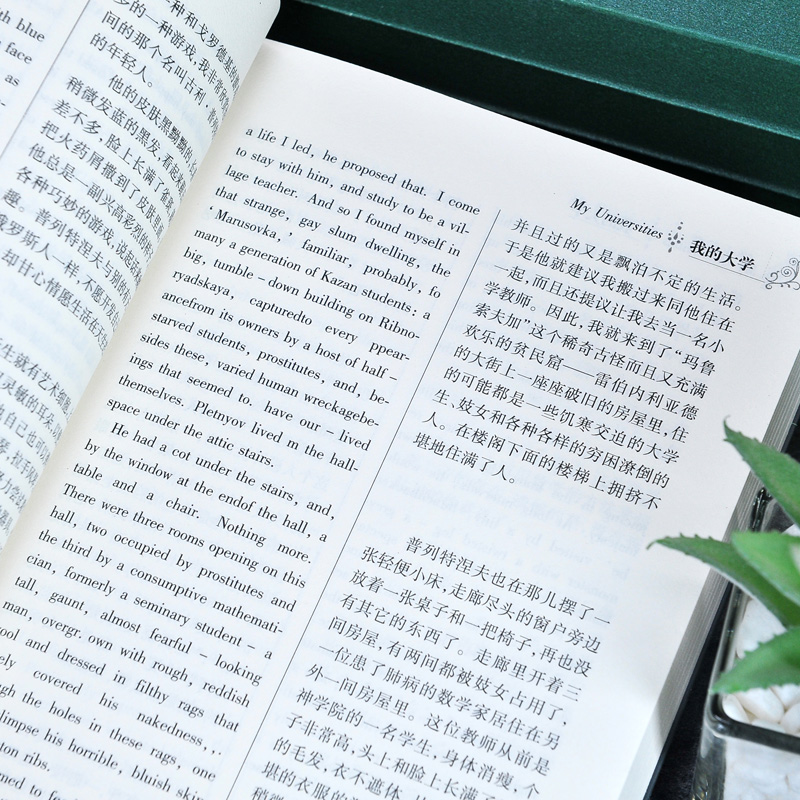 [正版]我的大学高尔基英汉对照双语中英文版世界文学名著小说书籍全集初高中大学生英语读物课外参考辅导书中英双语版中英对照高清大图