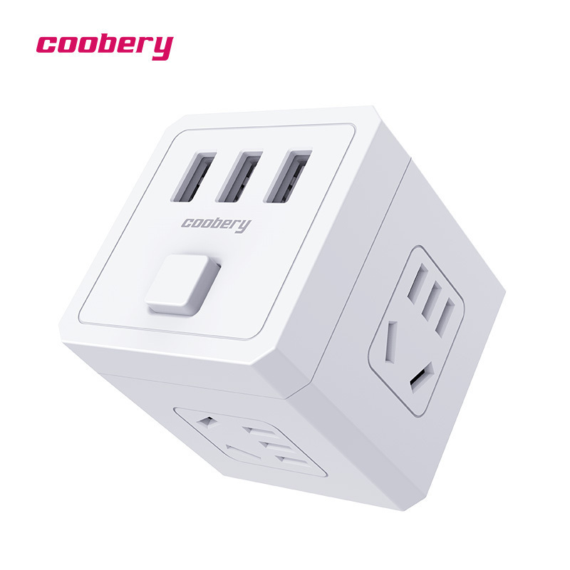 酷博睿coobery魔方插座电源转换器shzh21带usb接口手机充电器充电插头
