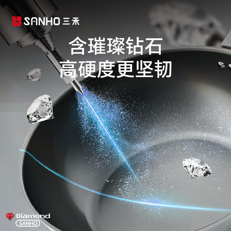 三禾 煎锅陶瓷不粘锅平底煎炒锅无氟涂层不粘锅家用炒菜锅 黛青蓝 24cm LJ24U4高清大图