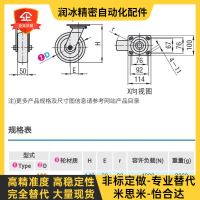 C-CTIK100-U CTHJ米思米C-CTIS125-U/100/150 万向C-CTHK/CTHS脚轮CTIK/C