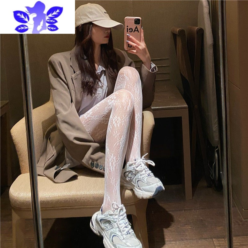 ideamini加大码胖mm白色蕾丝渔网袜黑色丝袜女薄款连裤袜ins潮jk性感