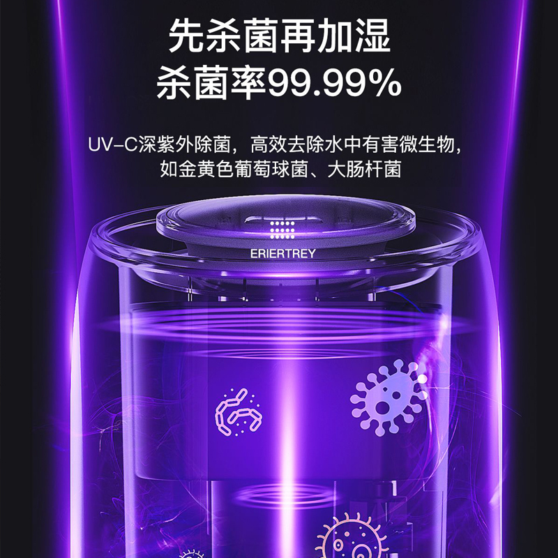 万途(WANTU) 加湿器 家用空调房卧室 UV杀菌智能恒湿大容量大喷雾纯净净化加湿机yh-01高清大图