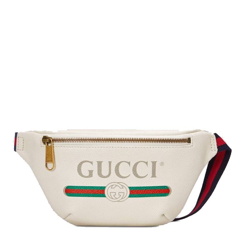 【直营】古驰(GUCCI)复古红绿条纹印花 皮革小号腰包胸包 男女通用 软