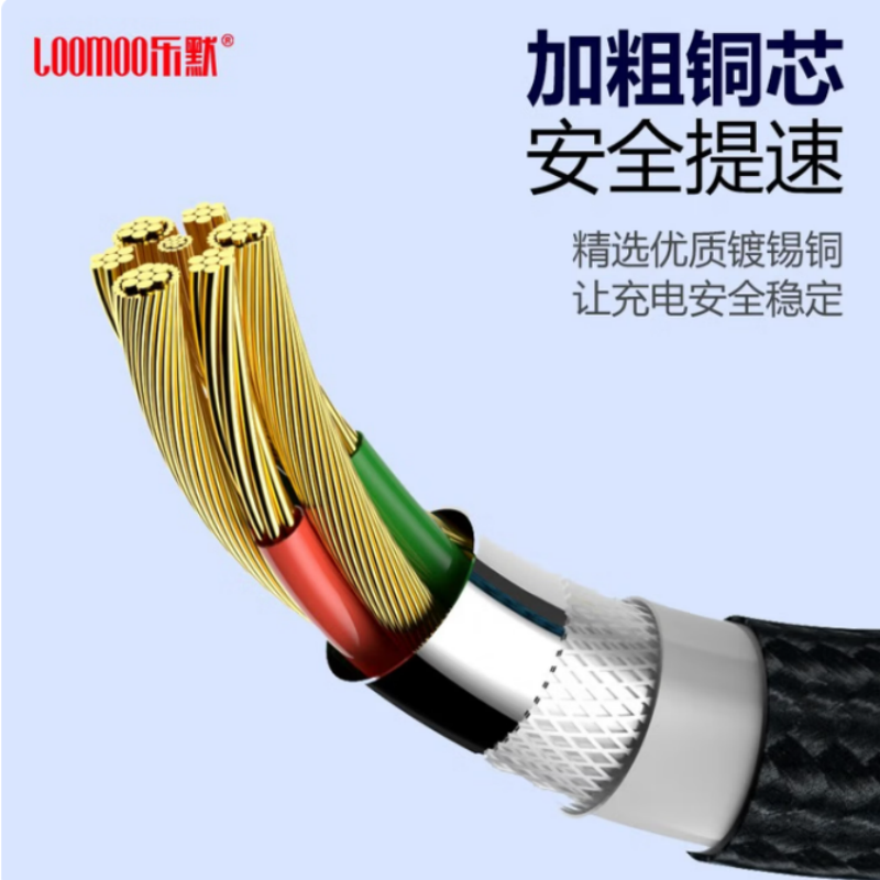 LOOMOO乐默 透明迷你一拖三充电线 LCB-320 黑色 货期1周高清大图