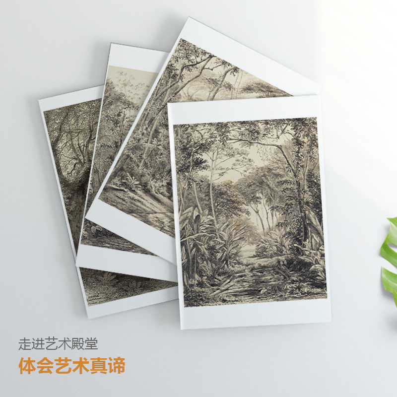 [醉染正版]大师素描风景高清临摹卡艺术明信片画作文创留言卡油画卡风景作品唯美文艺小清新精美卡片礼物套装世界名画生日贺卡片高清大图