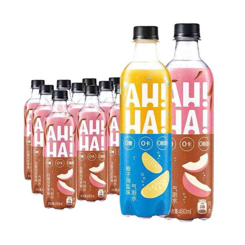 可口可乐ahha小宇宙气泡水汽水零卡无糖饮料白桃柚子味480m夏季饮品