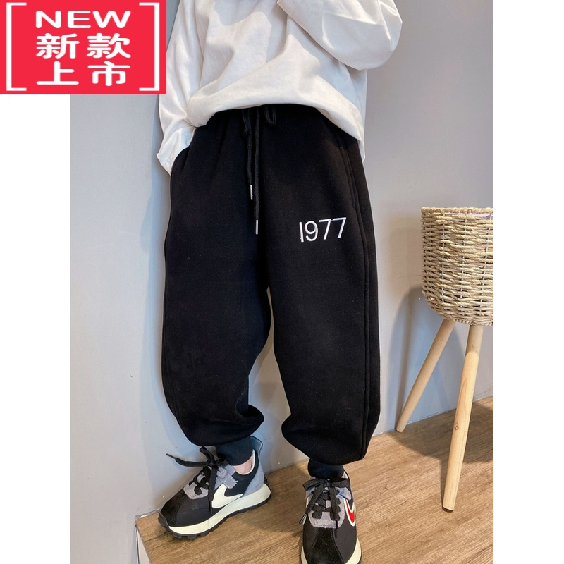 可莉允男童加绒运动裤冬季加厚保暖新款2022韩版休闲自制款儿童冬装裤子保暖裤