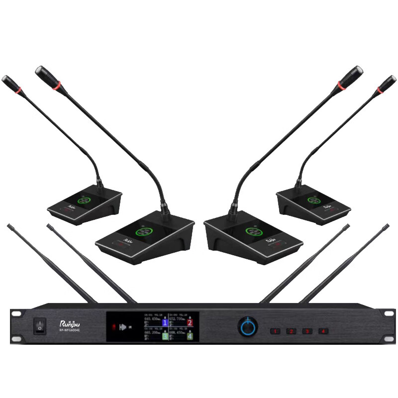 润普Runpu国产化 专业无线一拖四话筒 长杆软管麦克风RP-WFG6004E高清大图
