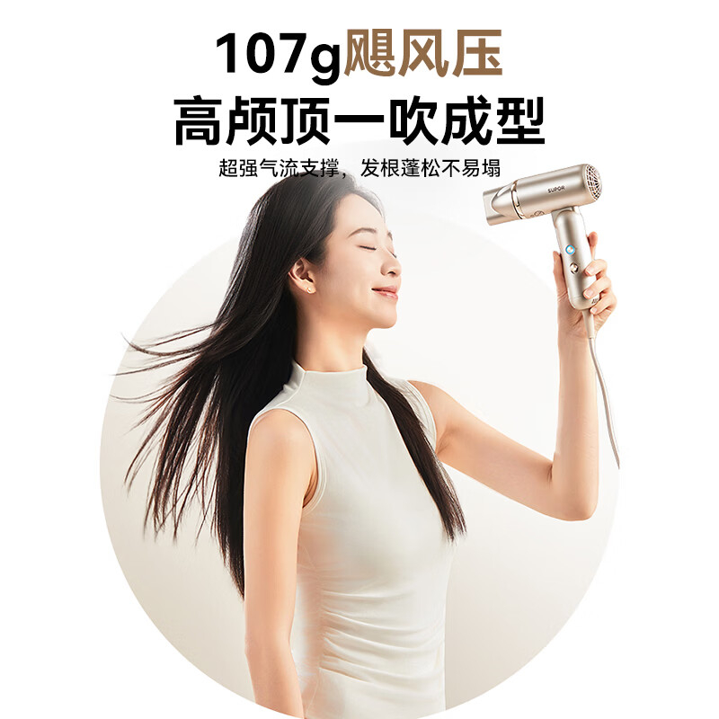 苏泊尔吹风机1400W负离子一键倒吹自清洁多档风HDH-H7高清大图