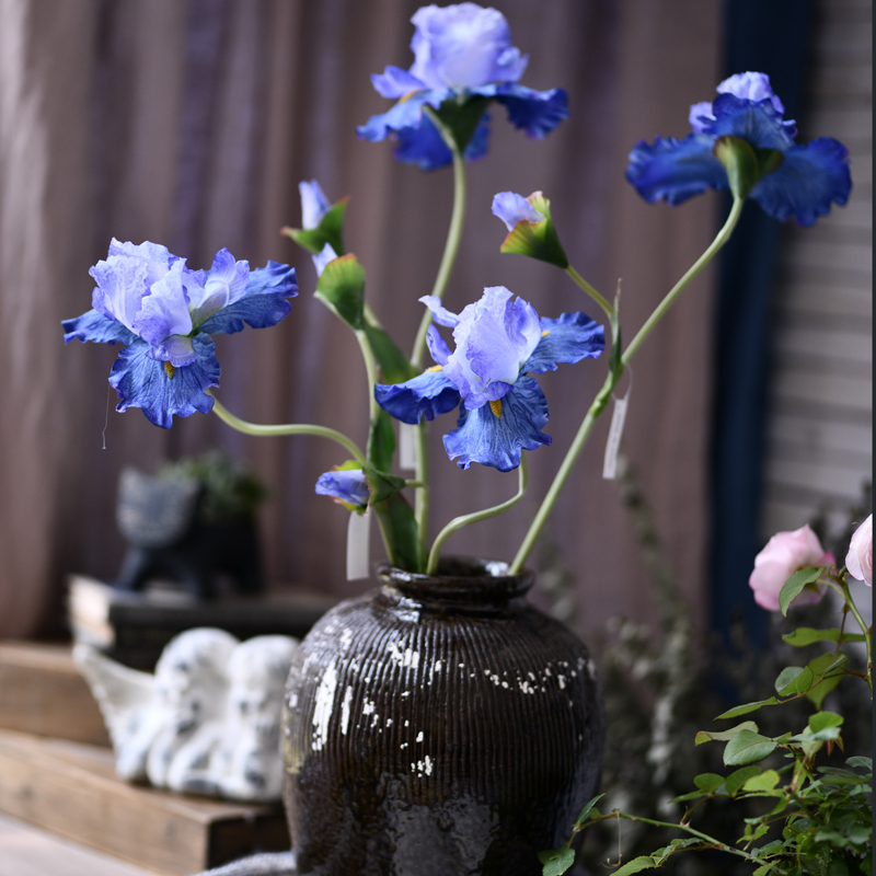 鸾 鸢尾花假花仿真花客厅摆设拍照花束插花餐桌花摆花干花装饰塑料花