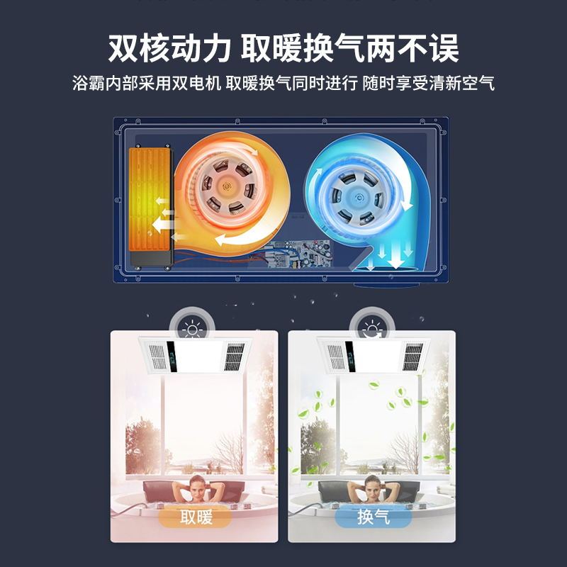 浴霸黄金蛋风暖集成吊顶五合一led灯浴室排气扇浴霸