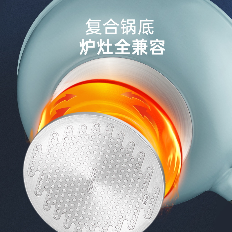 炊大皇(COOKER KING)女士超轻30cm炒锅 轻巧不粘锅 电磁炉通用炒菜锅煎锅 CKNC6430BF高清大图