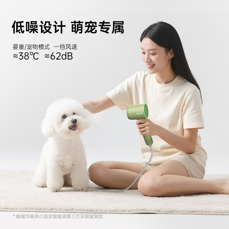 小适 MINI高速电吹风机 带集风嘴 6亿负离子 功率1100W 电压220V 抹茶绿 A15 / 台高清大图