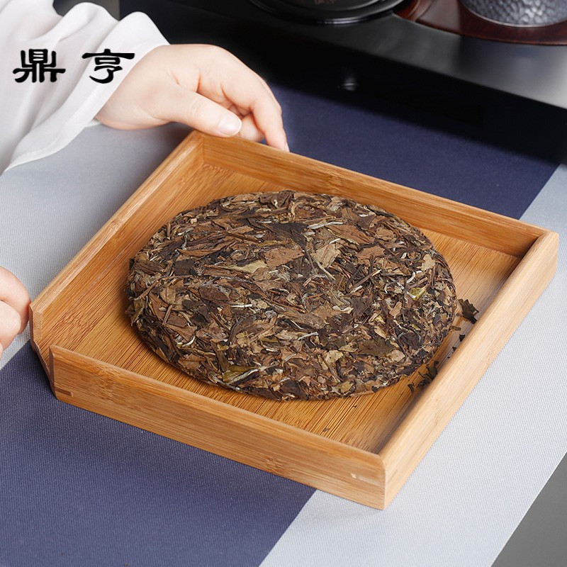 鼎亨竹制托盘茶盘茶饼分茶盘功夫茶具开茶器普洱茶饼奉黑茶撬茶道