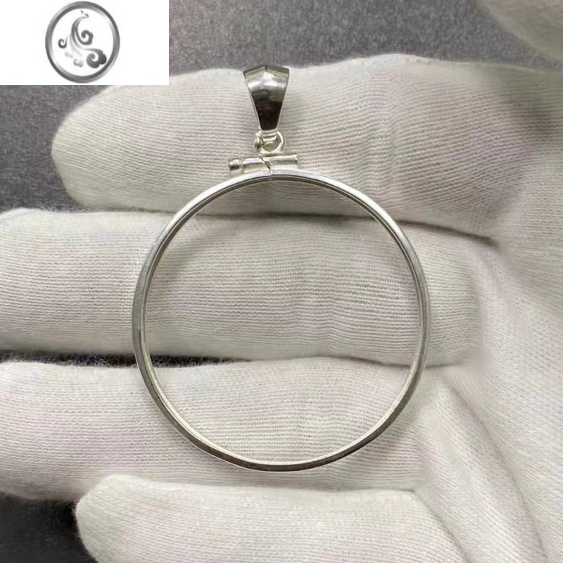 jimi99银银大头银元硬币熊猫币圈扣卡环吊坠项链边框全包边挂饰品定制