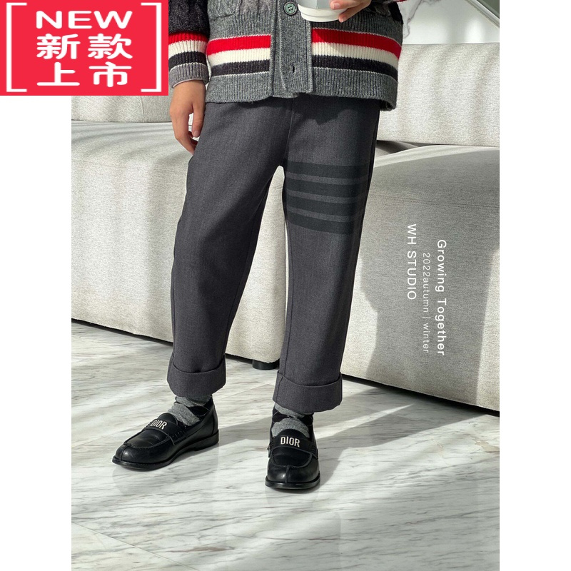 可莉允威廉家秋冬男童女童装轻奢潮牌TB安哥拉混纺针织衫毛衣西装裤