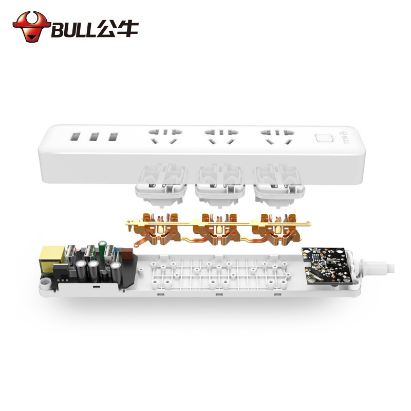 公牛(BULL) GN-B322U插座USB智能插座/接线板/充电插排/插线板 1.8米