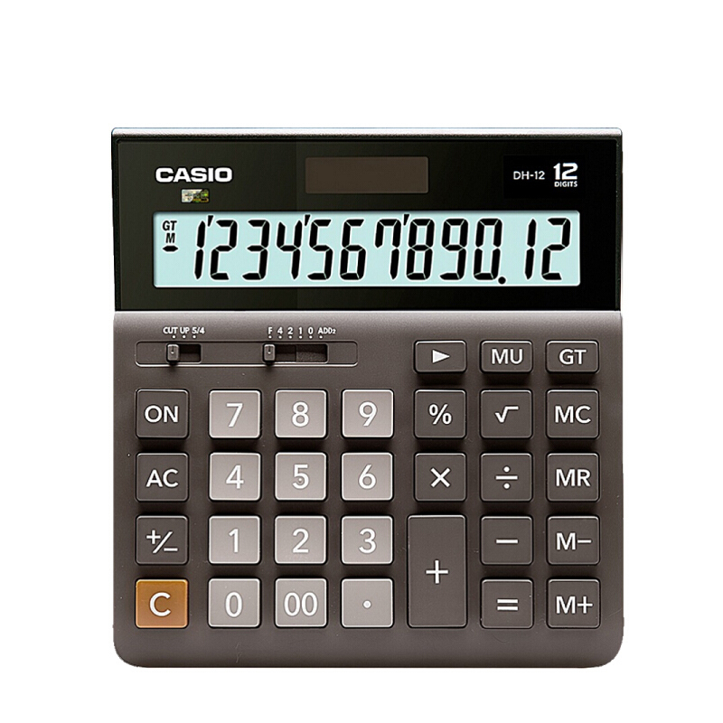 卡西欧(CASIO) DH-12-BK 中型 12位 双电源 超宽计算器 专业计算系列黑色