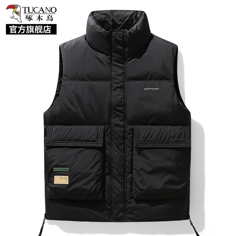 啄木鸟工装马甲羽绒服男冬季加厚2025新款保暖外穿无袖马夹外套甲高清大图