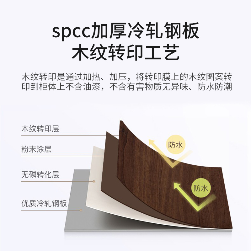 尔迈 钢制文件柜铁皮柜办公室档案资料柜带锁财务凭证柜存放图书柜 深胡桃色中二斗文件柜
