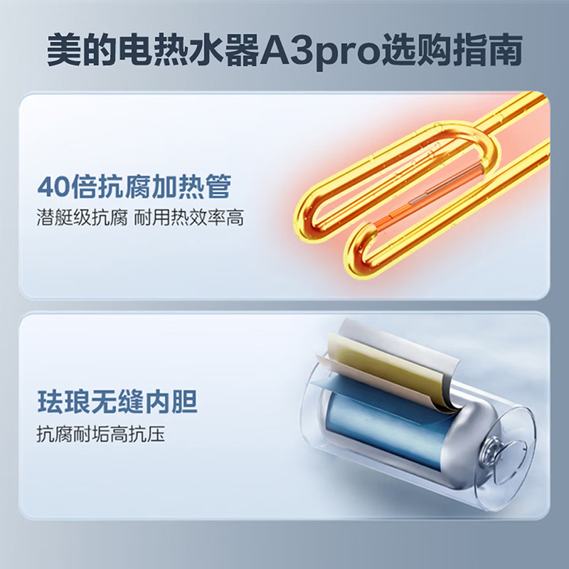 美的家用热水器电热水器储水式2000W速热安全防电小型家用热水器美的洗澡机械款F50-20A3Pro(HE)高清大图