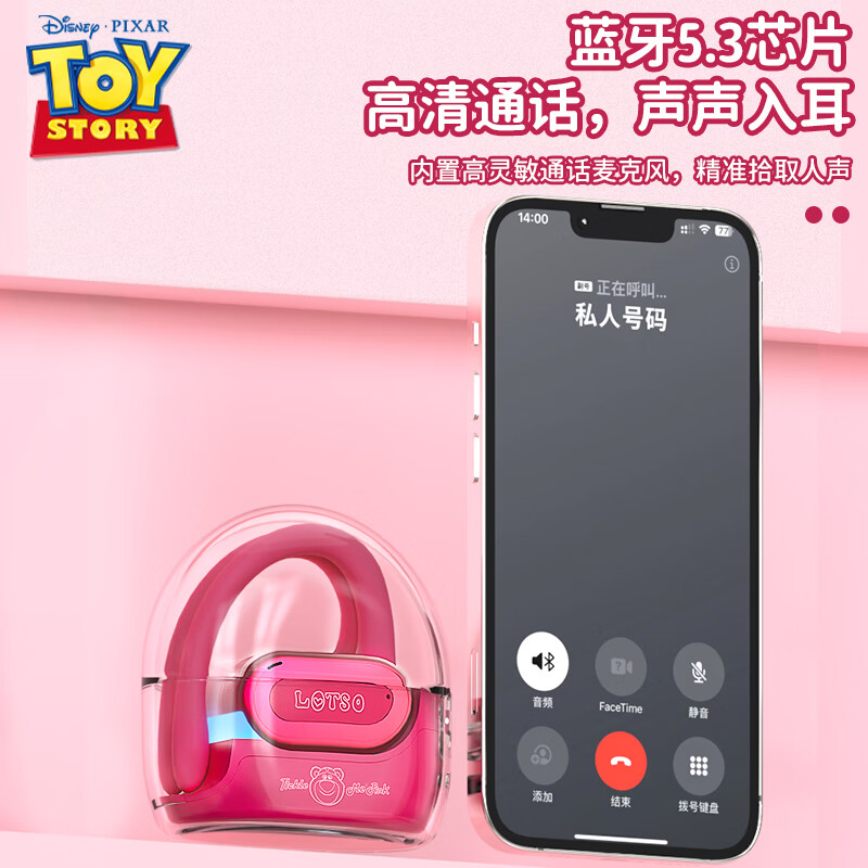 迪士尼(DISNEY)挂耳式 OWS草莓熊蓝牙耳机YC08高清大图